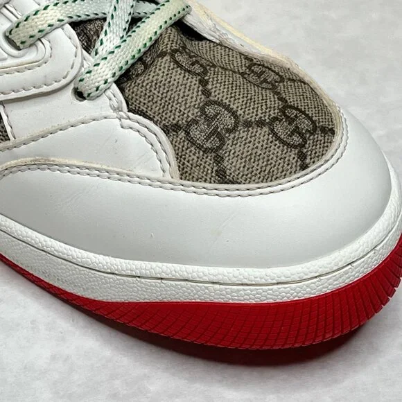 Gucci White Leather GG Monogram High-Top Sneakers Size 7 Mens Basketball Shoes - Picture 7 of 15